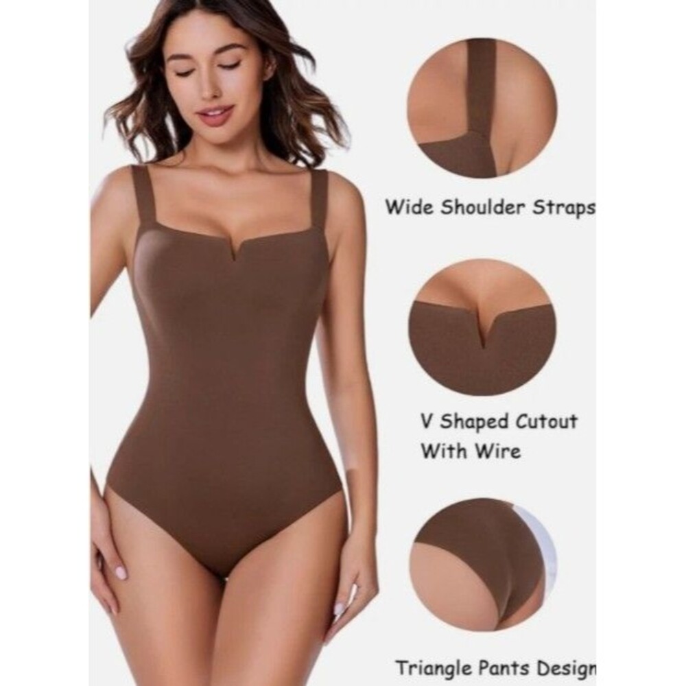 Avidlove Soft Stretchy Brown V Cut Out Bodysuit Size Medium